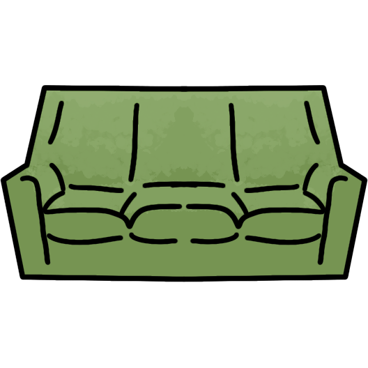 a green three-seat couch.